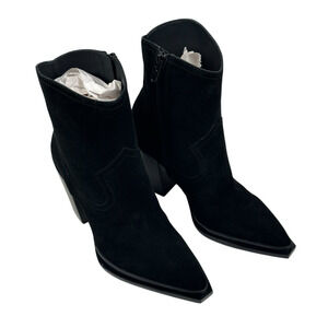 Paige Posey Black Suede Western Inspired Pointed Toe Boots Womens Sz. 8 New $428